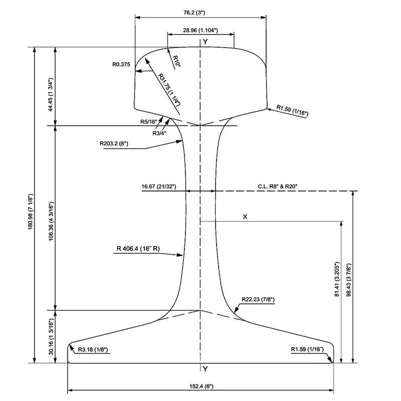 132RE Rail Section Drawing