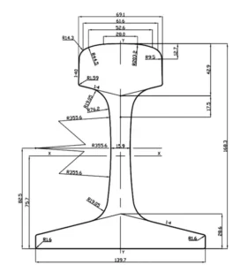 115RE -TR57- Rail cross-section dimensions