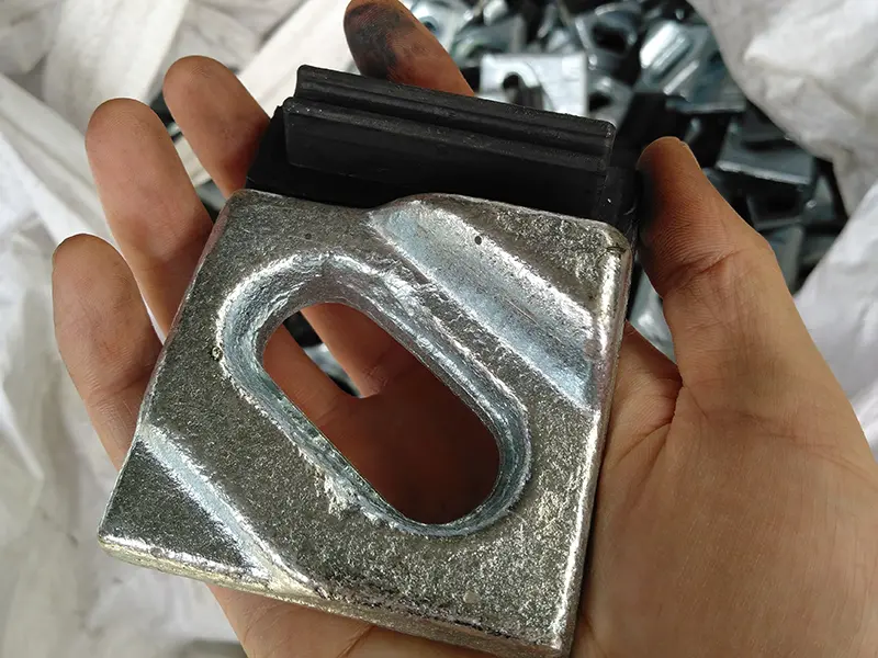 galvanized rail clip component showing surface finish and corrosion resistance