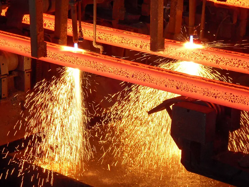 hot rolled steel billet in high temperature industrial production process